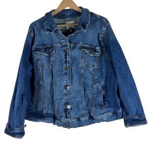 Torrid Denim Jacket Womens 3X Medium Wash Stretch Classic Western Country 90s